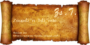 Zsupán Tünde névjegykártya